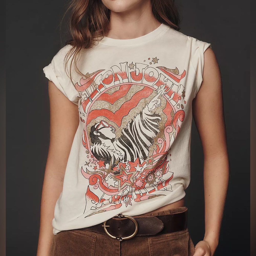 🌷Anthropologie Letluv Elton John Graphic Tee🌸
